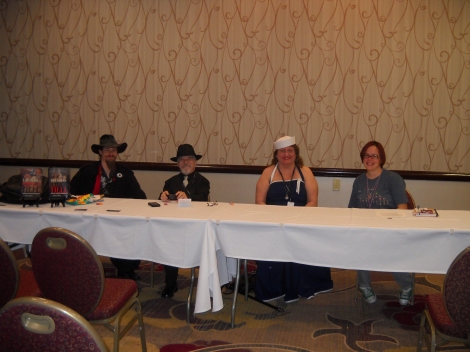 All-Con 2014 Dieselpunk & Steampunk Panel. From Left to right: Larry Atchley Jr, Larry Amyett, Tina Amyett, Jenn Monty. 